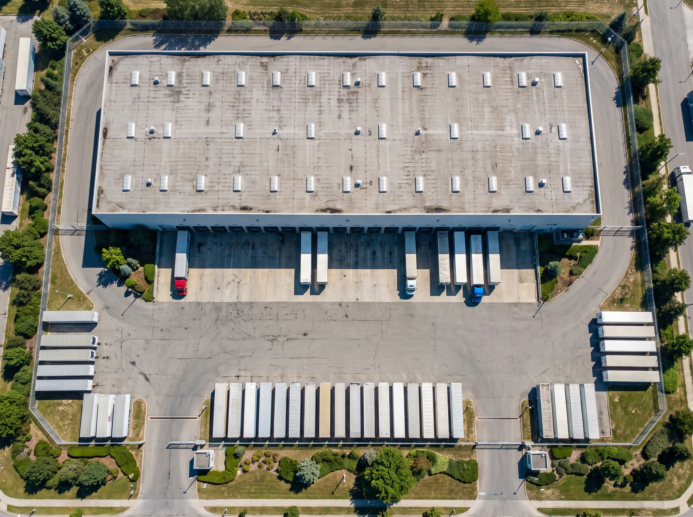 Aerial view of the distribution center yard